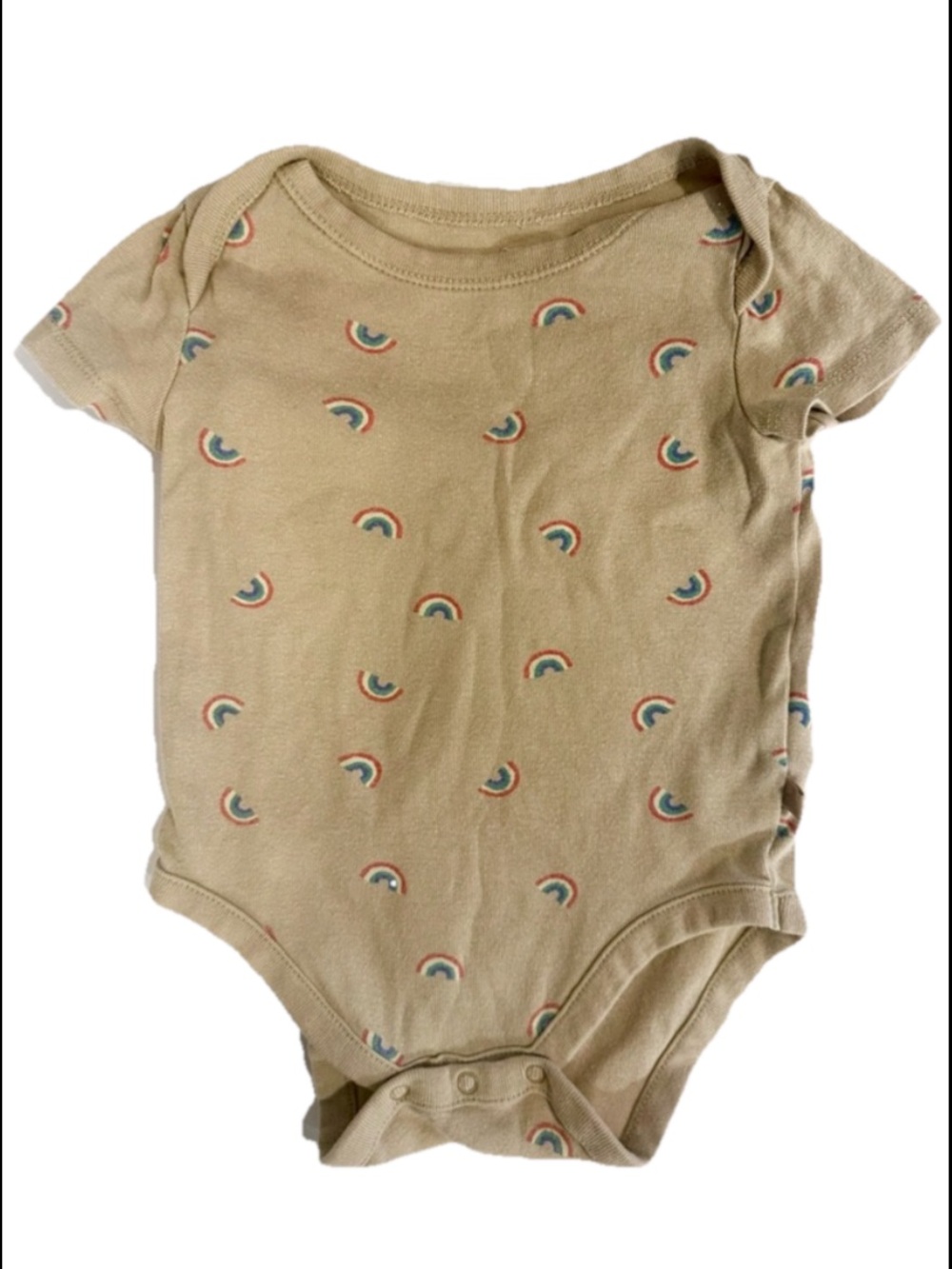GAP Tan One-Piece Bodysuit with Multicolor Rainbow Print